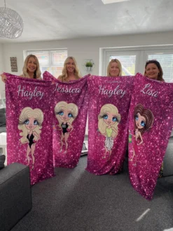 ClaireaBella Womens Personalised Beach Towel - Pink Glitter Print