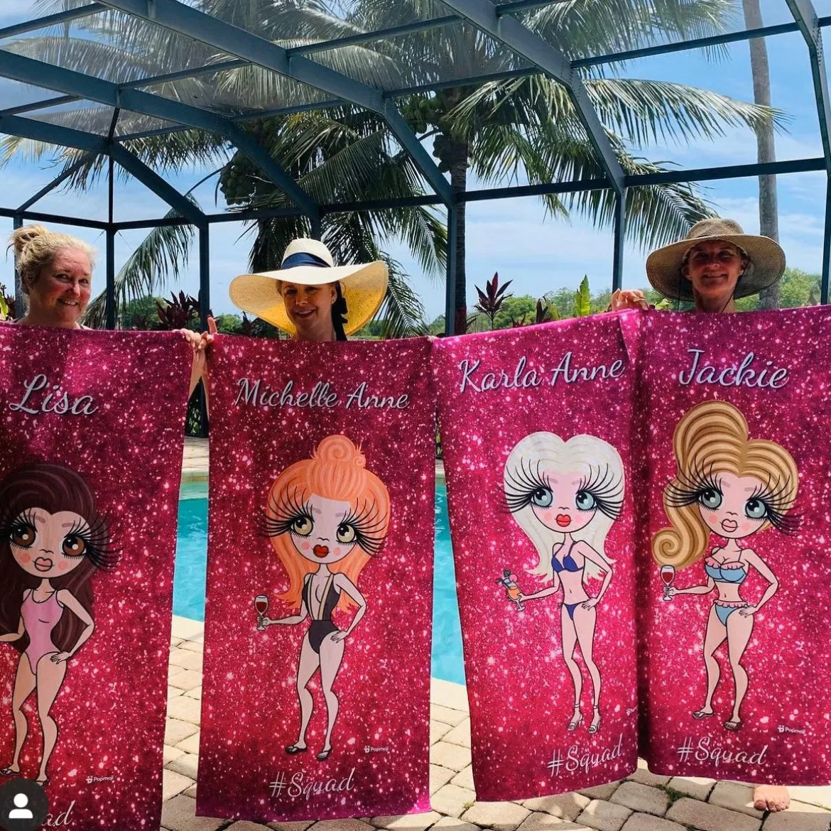 ClaireaBella Womens Personalised Beach Towel - Pink Glitter Print