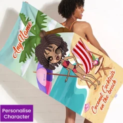 ClaireaBella Womens Personalised Beach Towel - Coconut Cocktails