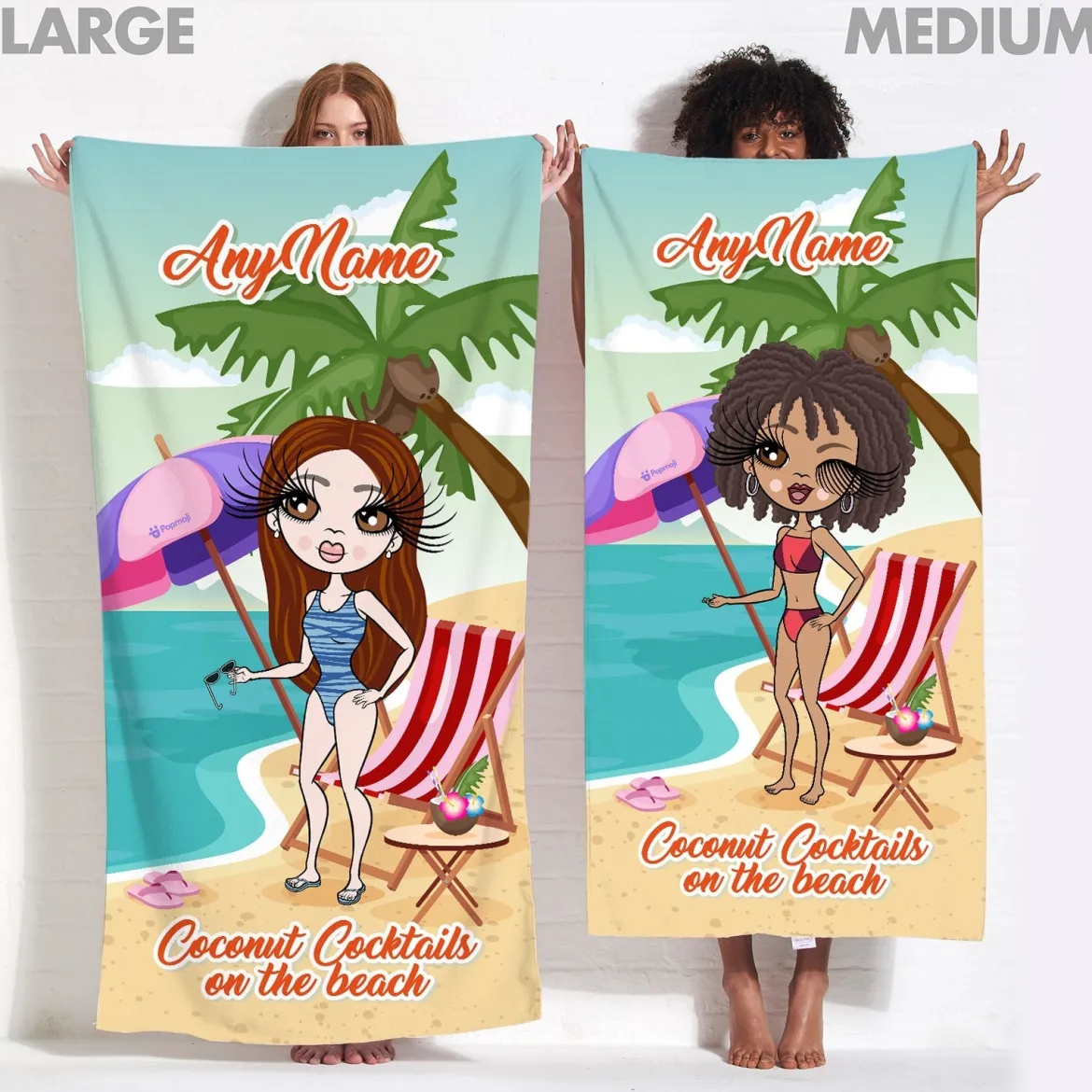 ClaireaBella Womens Personalised Beach Towel - Coconut Cocktails