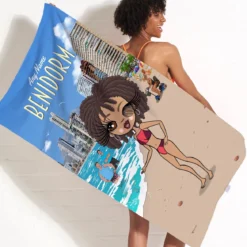 ClaireaBella Womens Personalised Beach Towel - Benidorm