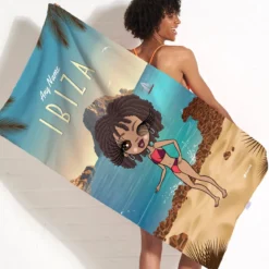 ClaireaBella Womens Personalised Beach Towel - Ibiza