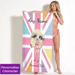ClaireaBella Womens Personalised Beach Towel - Union Jack