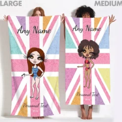 ClaireaBella Womens Personalised Beach Towel - Union Jack
