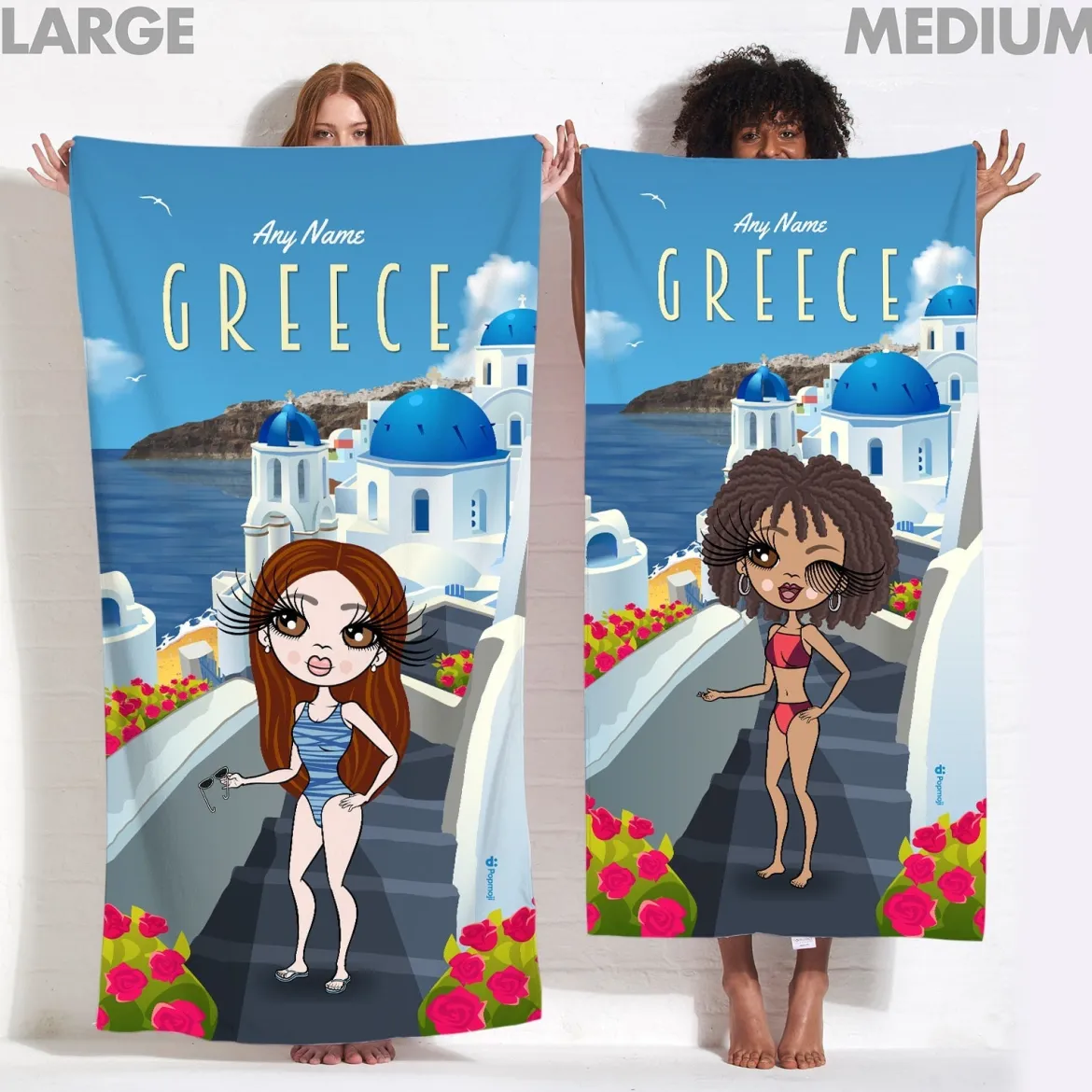 ClaireaBella Womens Personalised Beach Towel - Greece