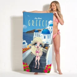ClaireaBella Womens Personalised Beach Towel - Greece