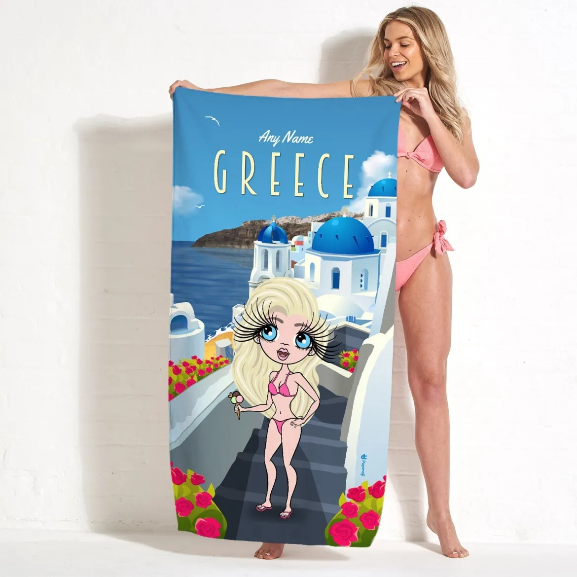 ClaireaBella Womens Personalised Beach Towel - Greece