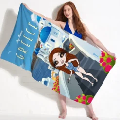 ClaireaBella Womens Personalised Beach Towel - Greece