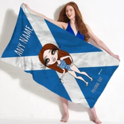 ClaireaBella Womens Personalised Beach Towel - Scottish Flag