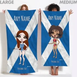 ClaireaBella Womens Personalised Beach Towel - Scottish Flag