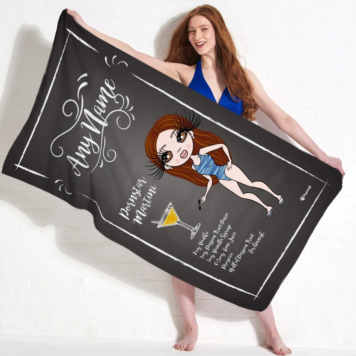 ClaireaBella Womens Personalised Beach Towel - Pornstar Martini