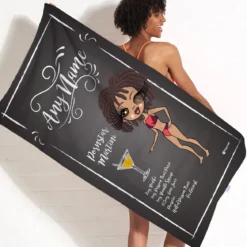 ClaireaBella Womens Personalised Beach Towel - Pornstar Martini