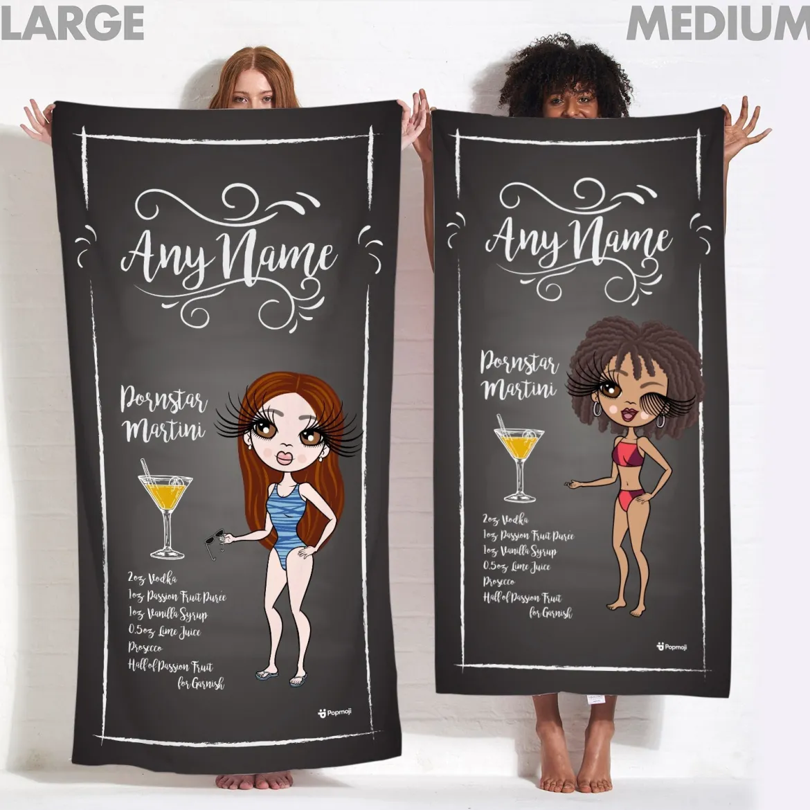 ClaireaBella Womens Personalised Beach Towel - Pornstar Martini