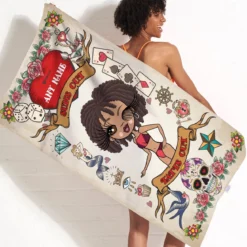 ClaireaBella Womens Personalised Beach Towel - Tattoo