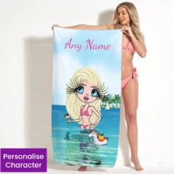 ClaireaBella Womens Personalised Beach Towel - Seaside Cocktails