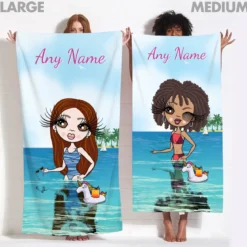 ClaireaBella Womens Personalised Beach Towel - Seaside Cocktails