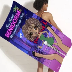 ClaireaBella Womens Personalised Beach Towel - Sticky Benidorm