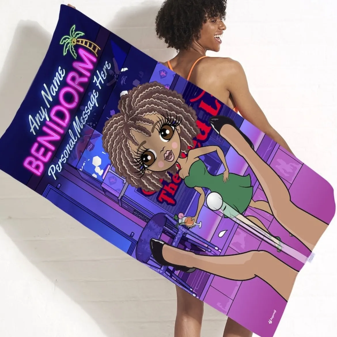 ClaireaBella Womens Personalised Beach Towel - Sticky Benidorm