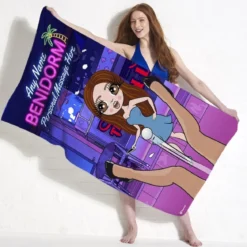 ClaireaBella Womens Personalised Beach Towel - Sticky Benidorm
