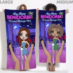 ClaireaBella Womens Personalised Beach Towel - Sticky Benidorm