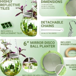 Green Disco Ball Planter