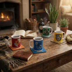 Harry Potter Houses 4x Mugs & Coasters Bundle