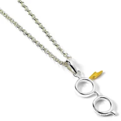 Harry Potter Sterling Silver Glasses and Lightning Bolt Necklace