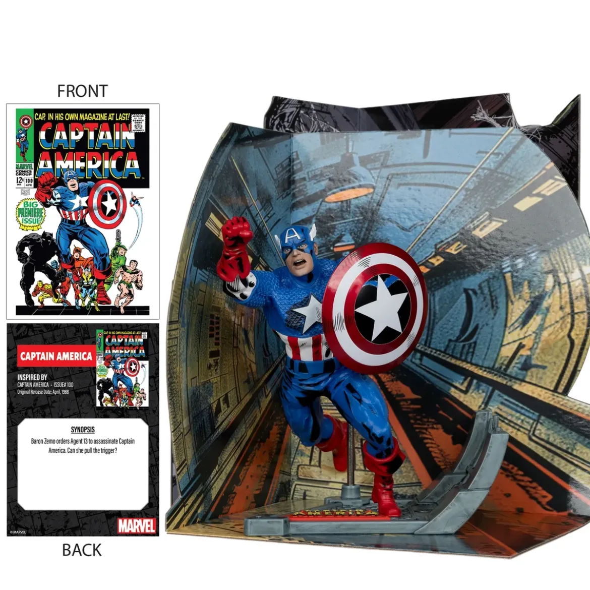 Marvel Captain America 1:10th Scale Collectible with Scene (Captain America #100) McFarlane Toys