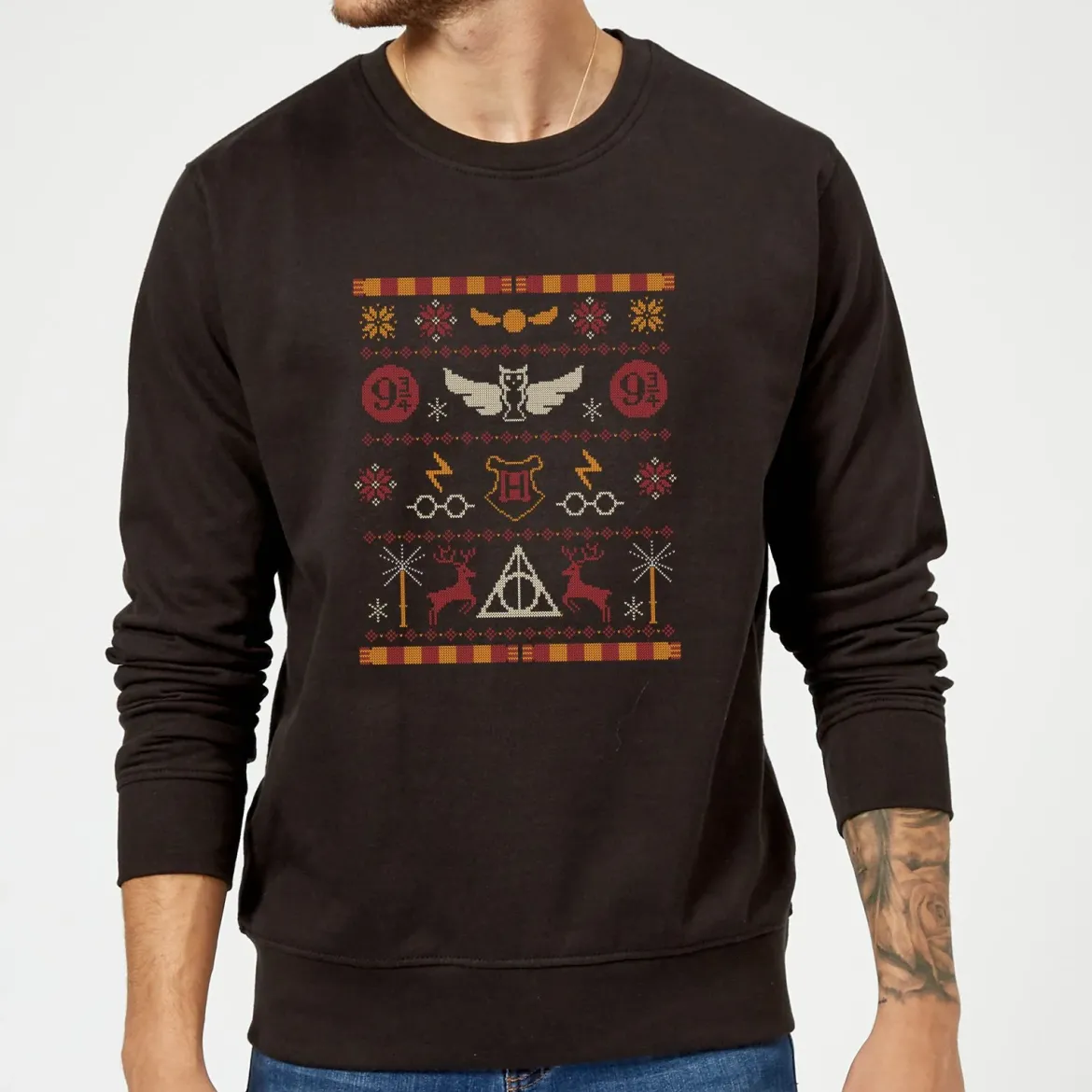Official Harry Potter Christmas Knit Sweatshirt - Black