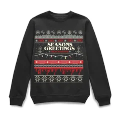 Stranger Things Hawkins Christmas Unisex Christmas Jumper - Black