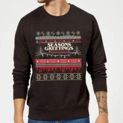 Stranger Things Hawkins Christmas Unisex Christmas Jumper - Black