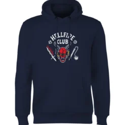 Stranger Things Hellfire Club Vintage Hoodie - Navy