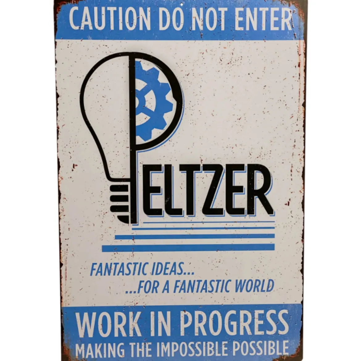 Trick or Treat Studios Gremlins Peltzer Workshop Metal Sign