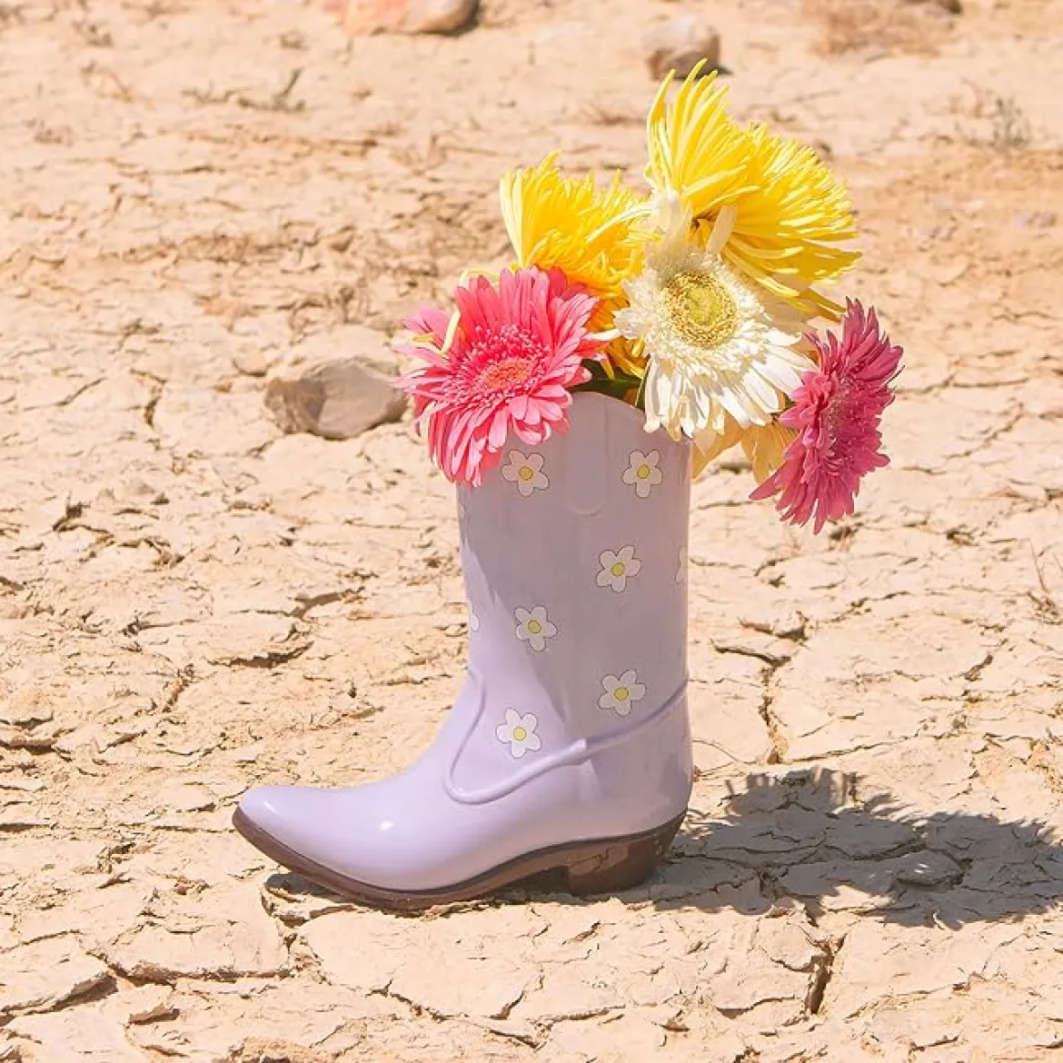 Vase Rodeo Cowboy Boot Lilac